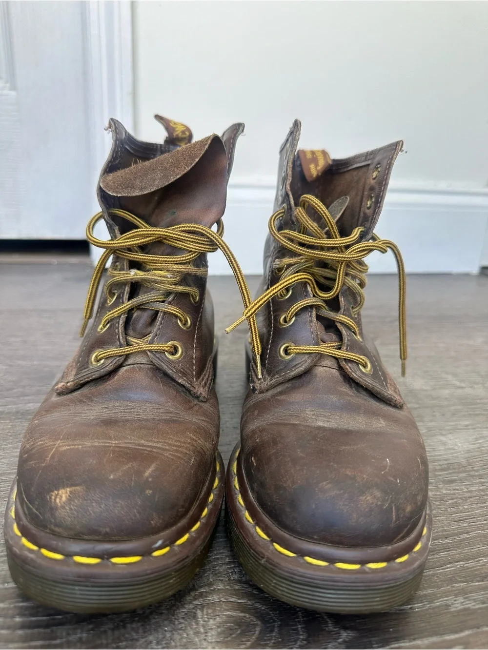 Vintage Dr. Martens 1460 Made in England Brown Crazy Horse Leather Boots UK 7